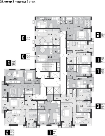 
  Продается 3-комн. квартира, 80.2 м², ЖК Парк Победы 2, литера 21
. Фото 2.