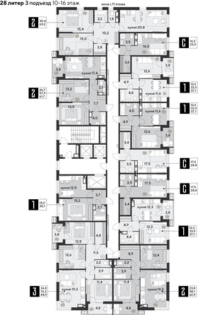 
  Продается 3-комн. квартира, 84.9 м², ЖК Парк Победы 2, литера 28
. Фото 2.