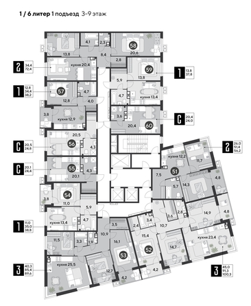
  Продается 3-комн. квартира 100.3 м², в ЖК Парк Победы 2, литера 6. Фото 2.
