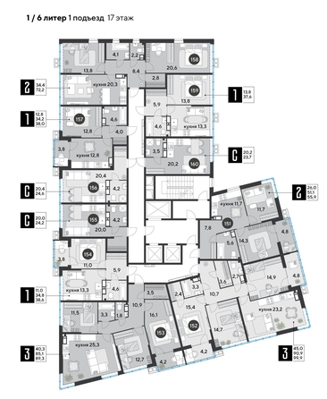 
  Продается студия, 23.7 м², ЖК Парк Победы 2, литера 6
. Фото 2.