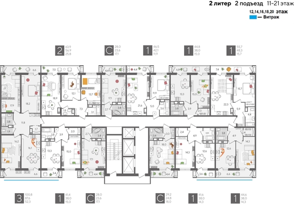 
  Продается студия, 28 м², ЖК Рекорд 2, литера 2
. Фото 2.