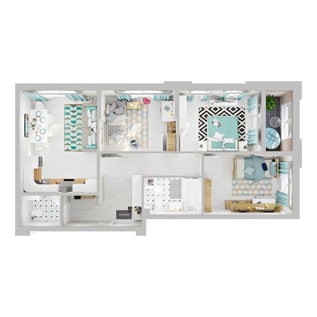 
  Продается 3-комн. квартира 65.65 м², в ЖК Зеленая территория, литера 1.1. Фото 3.
