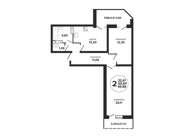 
  Продается 2-комн. квартира 67.8 м², в ЖК Гулливер, литер 3. Фото 1.
