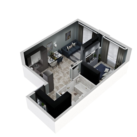 
  Продается 1-комн. квартира 43.7 м², в ЖК Зеленая территория, литера 1.2. Фото 1.
