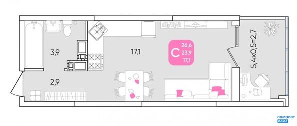 
  Продается студия 26.85 м². Фото 2.