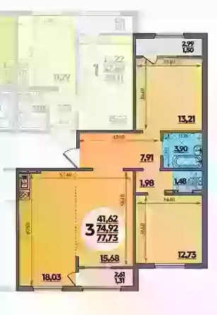 
  Продается 3-комн. квартира 77.73 м², в ЖК Восточный, литера 37. Фото 1.