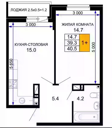 
  Продается 1-комн. квартира 40 м². Фото 1.