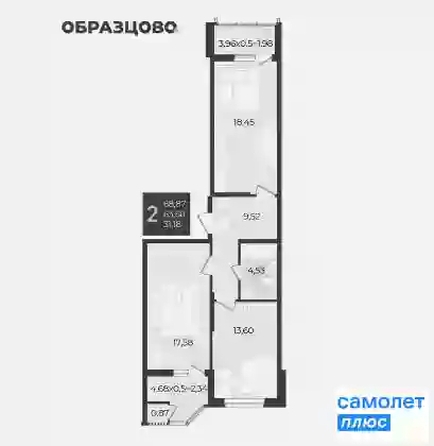 
  Продается 2-комн. квартира 68.5 м², в ЖК Образцово, дом 12. Фото 8.