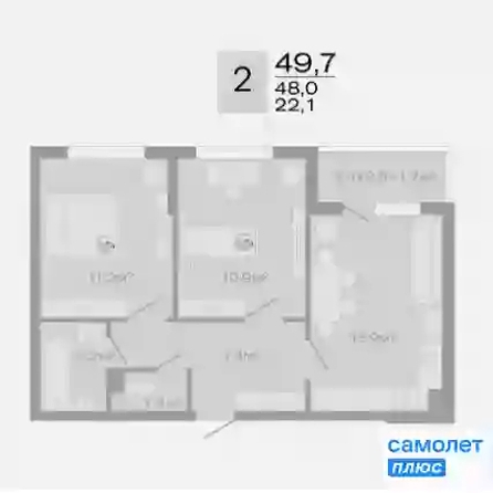 
  Продается 2-комн. квартира 49.7 м², в ЖК ДЗЕНПАРК, литер 4. Фото 16.