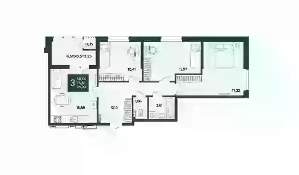 
  Продается 3-комн. квартира 78.2 м², в ЖК Образцово, дом 12. Фото 1.