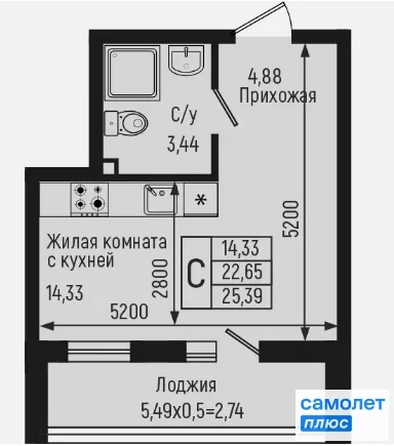 
  Продается студия 25.4 м², в ЖК Ботаника Хиллс, лит 3. Фото 10.