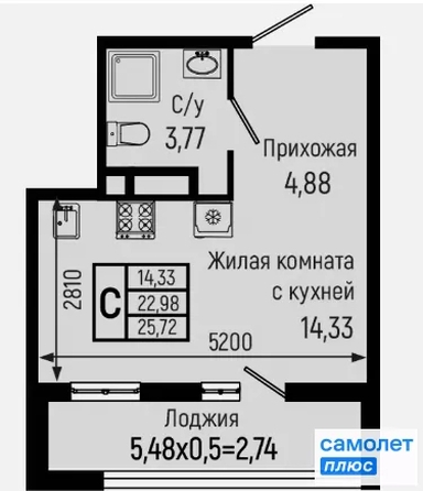 
  Продается студия 25.7 м², в ЖК Ботаника Хиллс, лит 3. Фото 10.