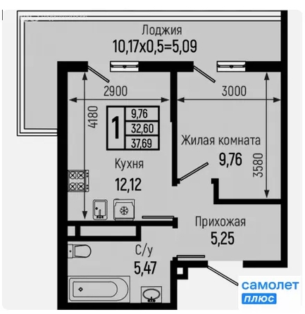 
  Продается 1-комн. квартира 37.69 м², в ЖК Ботаника Хиллс, лит 3. Фото 10.