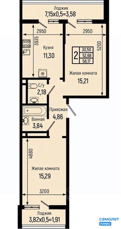 
  Продается 2-комн. квартира 58.2 м², в ЖК Ботаника Хиллс, лит 3. Фото 10.
