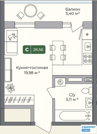 
  Продается студия 28.5 м², в ЖК Цитрус, литер 2. Фото 8.