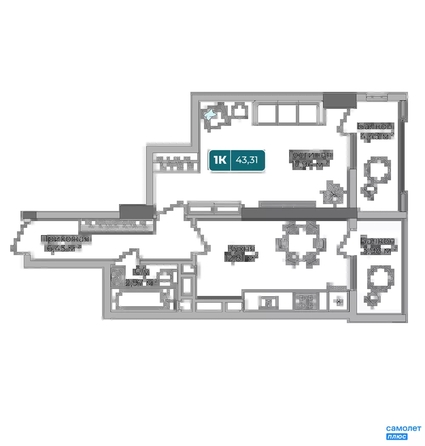 
  Продается 1-комн. квартира 43.31 м², в ЖК Золотой Берег, литер 1. Фото 16.