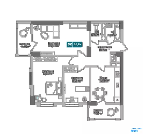 
  Продается 3-комн. квартира 83.3 м², в ЖК Золотой Берег, литер 1. Фото 16.