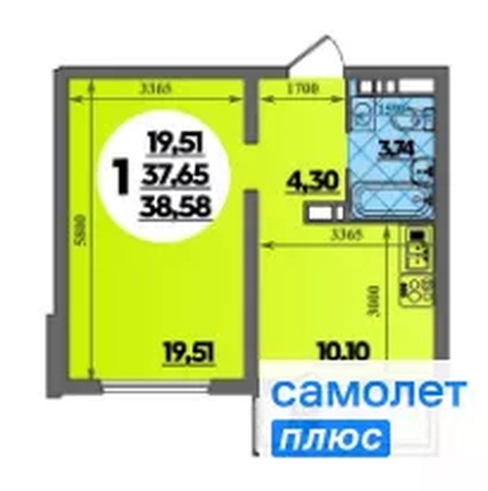 
  Продается 1-комн. квартира 38.6 м², в ЖК Город у моря, литера 19. Фото 10.