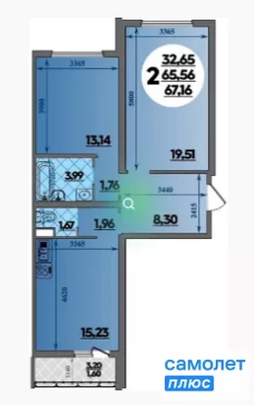 
  Продается 2-комн. квартира 67.16 м², в ЖК Город у моря, литера 19. Фото 10.