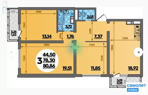 
  Продается 3-комн. квартира 80.86 м², в ЖК Город у моря, литера 19. Фото 10.
