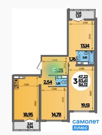 
  Продается 3-комн. квартира 86.12 м², в ЖК Город у моря, литера 19. Фото 10.