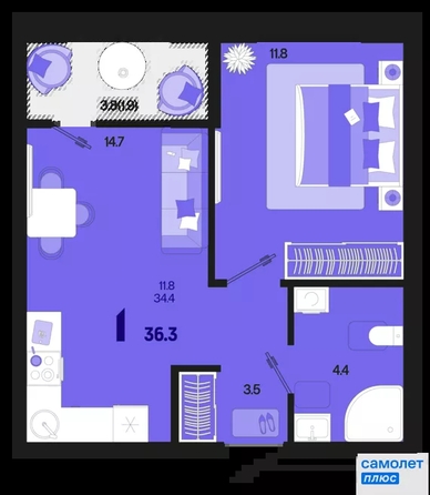 
  Продается 1-комн. квартира 36.3 м², в ЖК Первое место, квартал 1.1, литер 1. Фото 15.