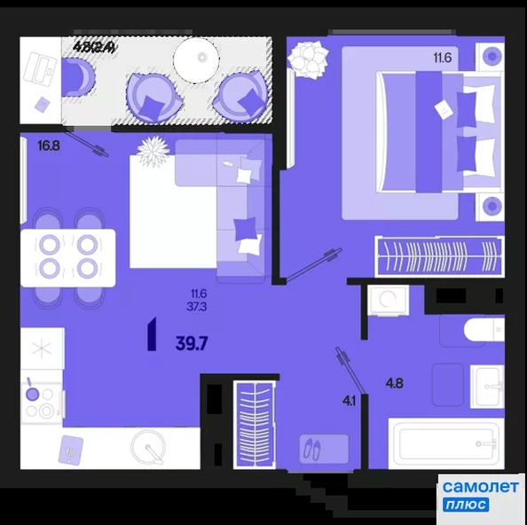 
  Продается 1-комн. квартира 39.7 м², в ЖК Первое место, квартал 1.1, литер 1. Фото 15.