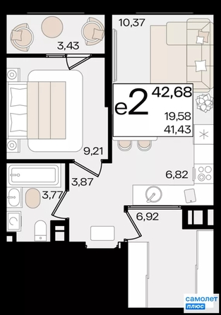 
  Продается 1-комн. квартира 42.68 м², в ЖК Патрики, литер 1.1. Фото 16.
