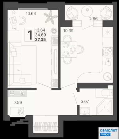 
  Продается 1-комн. квартира 37.35 м², в ЖК Светский лес, литер 4. Фото 21.