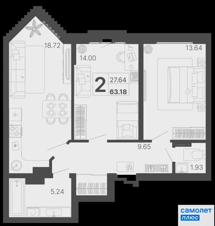 
  Продается 2-комн. квартира 63.2 м², в ЖК Светский лес, литер 4. Фото 21.