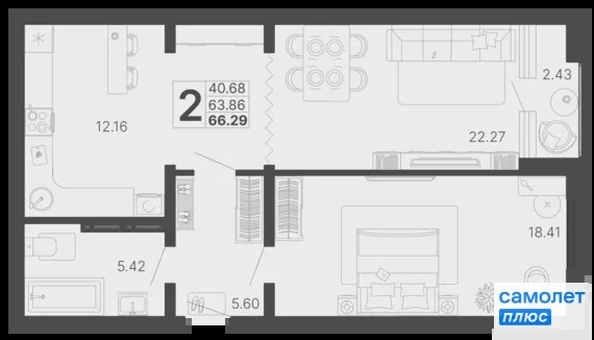 
  Продается 2-комн. квартира 66.3 м², в ЖК Светский лес, литер 4. Фото 21.