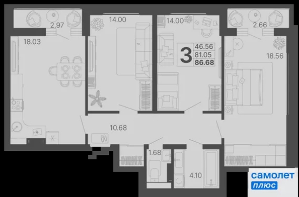 
  Продается 3-комн. квартира 86.7 м², в ЖК Светский лес, литер 4. Фото 21.