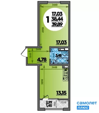 
  Продается 1-комн. квартира 38.9 м². Фото 8.