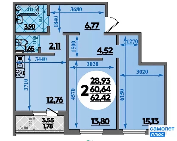 
  Продается 2-комн. квартира 62.4 м², в . Фото 8.