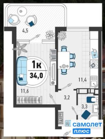
  Продается 1-комн. квартира 34 м², в . Фото 5.