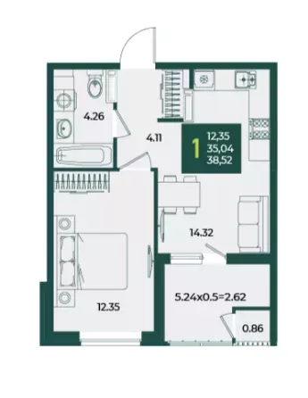
  Продается 1-комн. квартира 38.55 м², в МКР Образцово, дом 5. Фото 1.