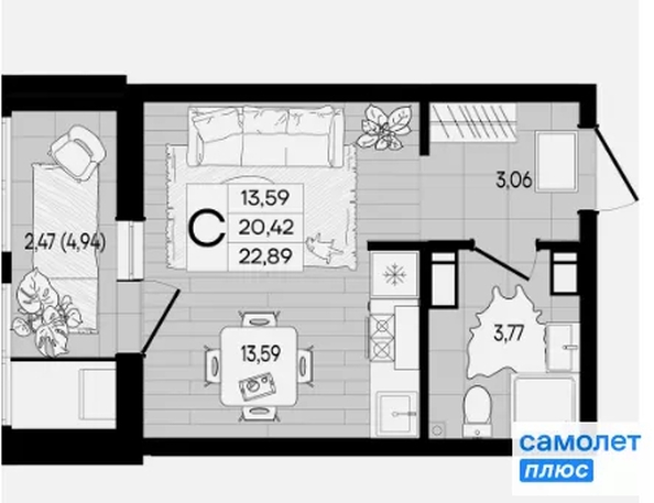 
  Продается студия 22.9 м², в ЖК Форма, литер 1. Фото 7.