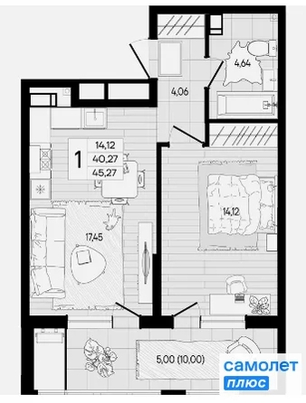 
  Продается 1-комн. квартира 45.3 м², в ЖК Форма, литер 1. Фото 7.