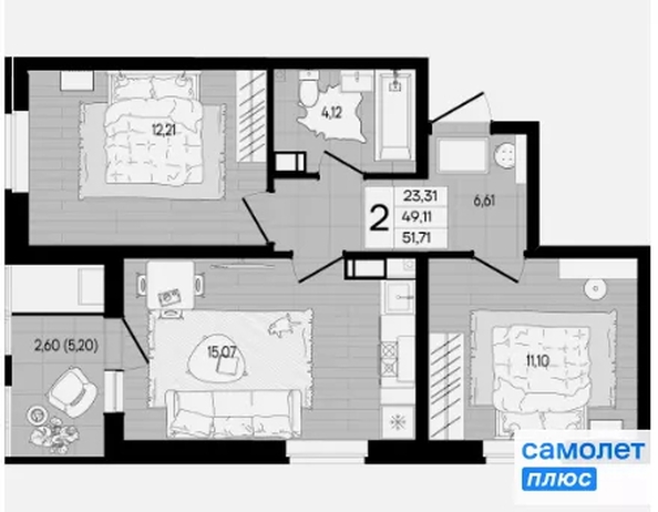 
  Продается 2-комн. квартира 51.7 м², в ЖК Форма, литер 1. Фото 7.