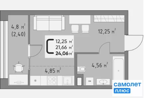 
  Продается студия 23.6 м², в ЖК  Коллекция, дом «Время». Фото 15.