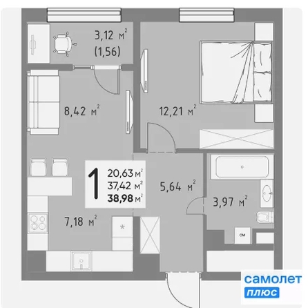 
  Продается 1-комн. квартира 39 м², в ЖК  Коллекция, дом «Время». Фото 15.