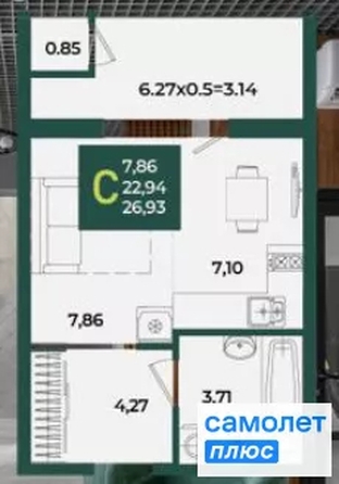 
  Продается 1-комн. квартира 27 м², в МКР Образцово, дом 4. Фото 11.
