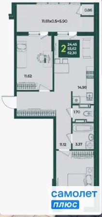 
  Продается 2-комн. квартира 62 м², в МКР Образцово, дом 4. Фото 11.