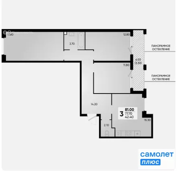 
  Продается 3-комн. квартира 81 м², в ЖК Архитектор, литера 4.2. Фото 19.