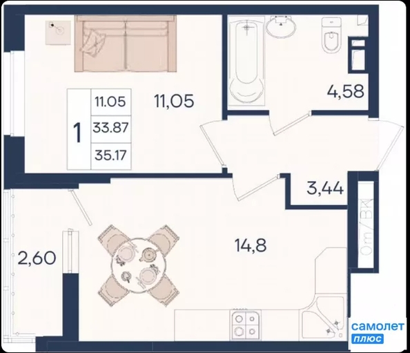 
  Продается 1-комн. квартира 35.2 м², в ЖК Дом 101. Фото 15.