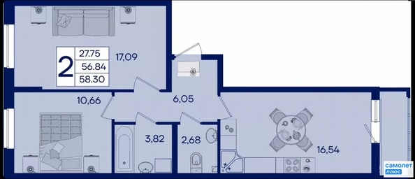 
  Продается 2-комн. квартира 58.3 м², в ЖК Дом 101. Фото 15.