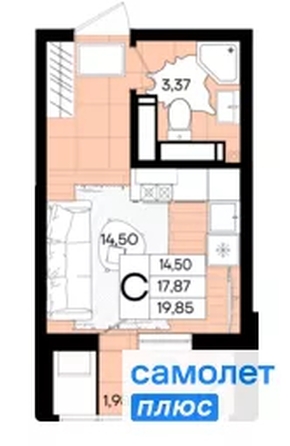 
  Продается студия 19.9 м², в ЖК Народные Кварталы, литер 1. Фото 21.