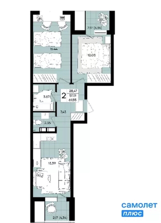 
  Продается 2-комн. квартира 61.9 м², в ЖК Народные Кварталы, литер 1. Фото 21.