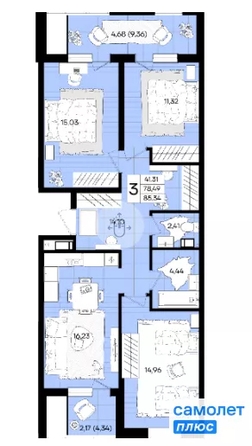 
  Продается 3-комн. квартира 85.3 м², в ЖК Народные Кварталы, литер 1. Фото 21.