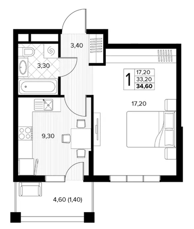 
  Продается 1-комн. квартира 34.6 м², в ЖК Кипарис, литер 6. Фото 1.